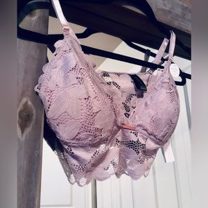 Danskin Soft purple Floral Lace Bralette Cami SzL